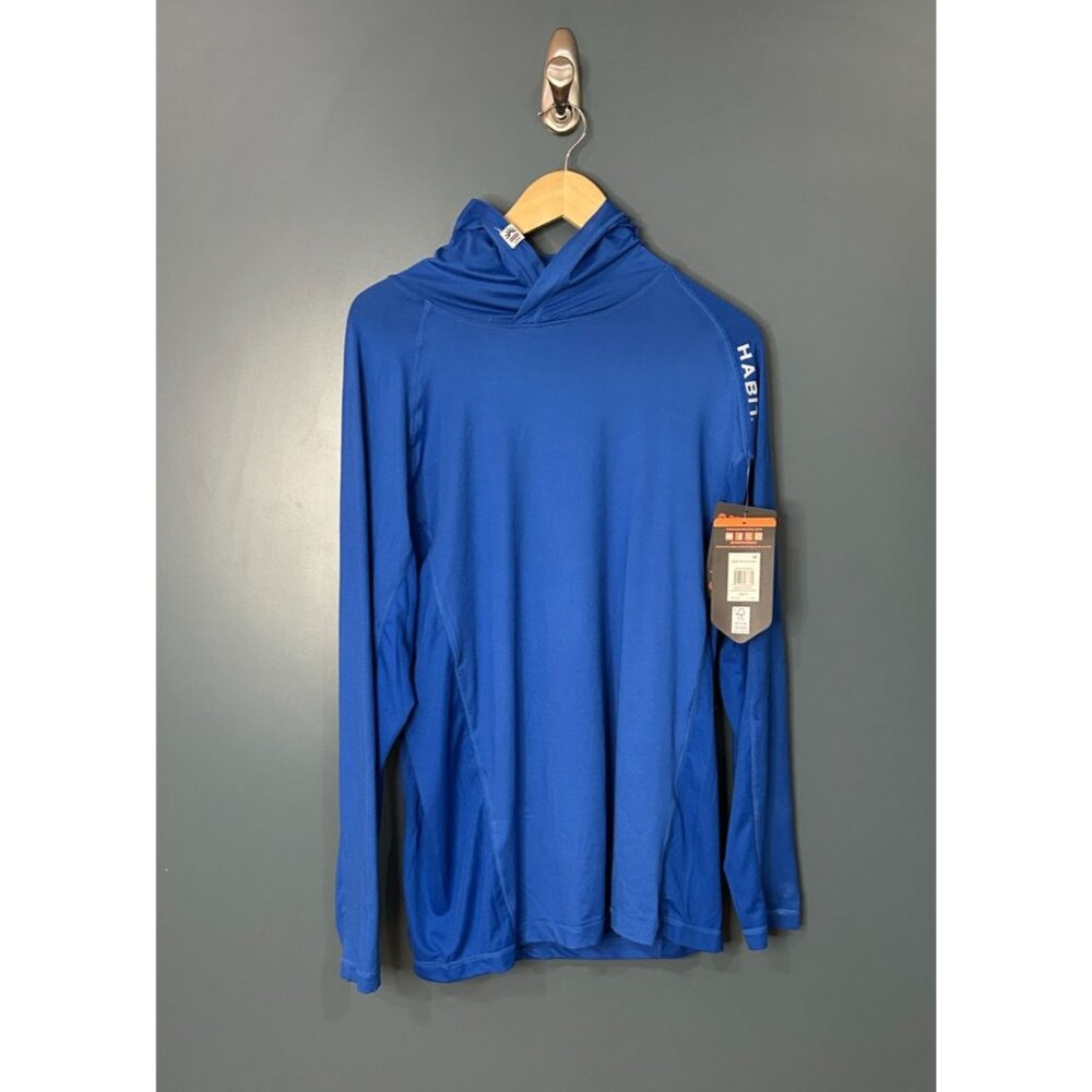 NWT Habit Mens Nautical Blue Long Sleeve UPF Hoodie